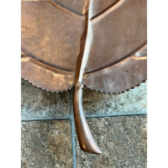 Vtg 1970's Solid Copper Maple Leaf Decorative Serving Dish Hand Hammered - Picture 4 of 10